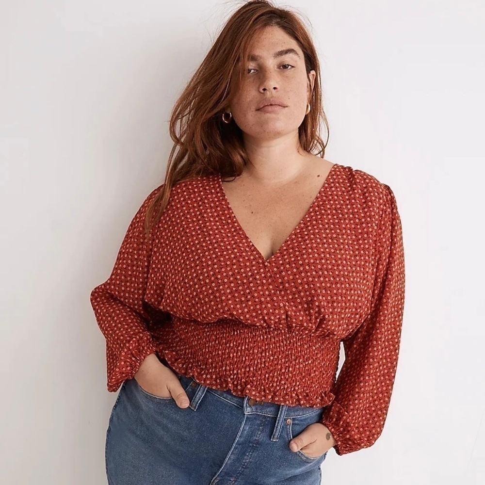 Madewell | Plus Julianne Smocked-Waist Top Fall 2022 Size 4X